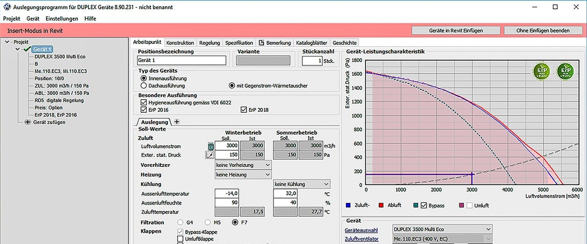 Auslegungssoftware mit BIM